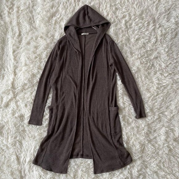 Techichi Long Knit Cardigan with Hood Size M Brown - Picture 1 of 6